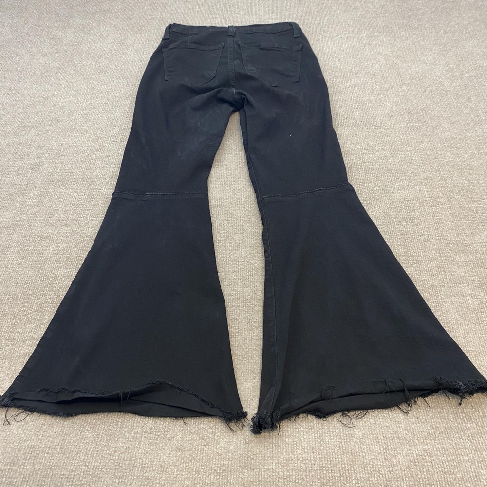 Judy Blue Super Flare Jeans Womens 5/27 Black High Rise Raw Hem Stretch Denim - Picture 3 of 12